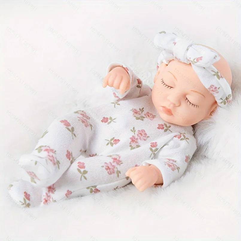 

7-inch 18cm mini rebirth doll, small-sized full-body soft rubber imitation baby