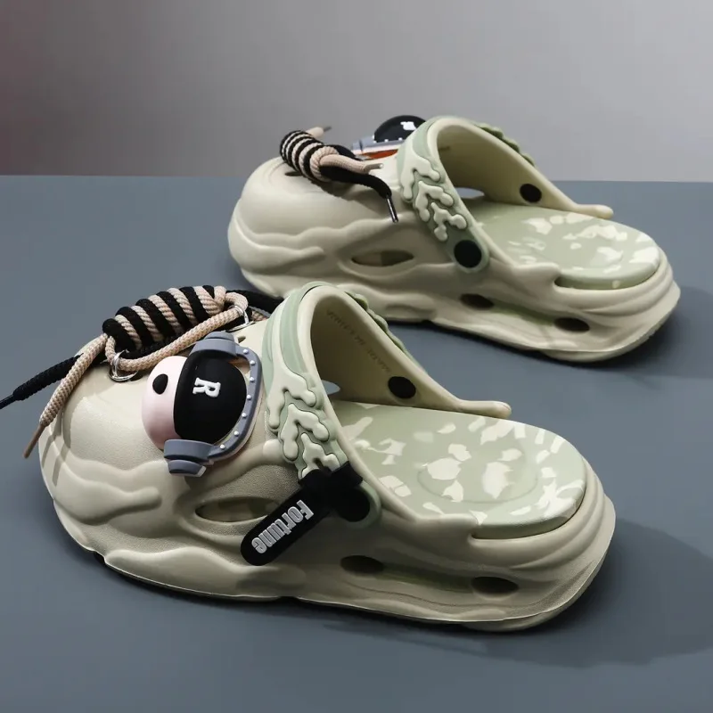 

Мужская обувь Holey, уличные тапочки «два в одном» с ощущением «Squishy», нескользящие сандалии