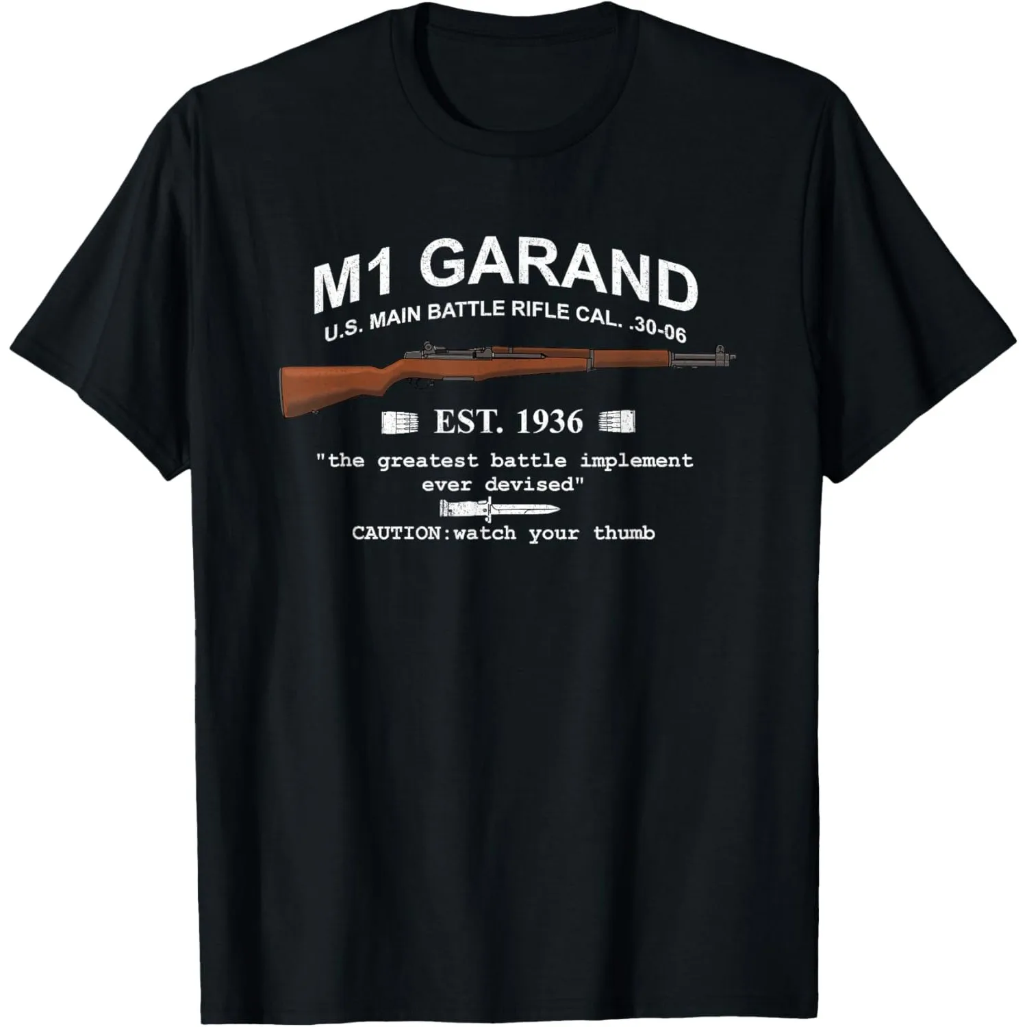 Camiseta gráfica M1 Garand Rifle Est 1936, camiseta de combate principal de EE. UU. Cal .30-06