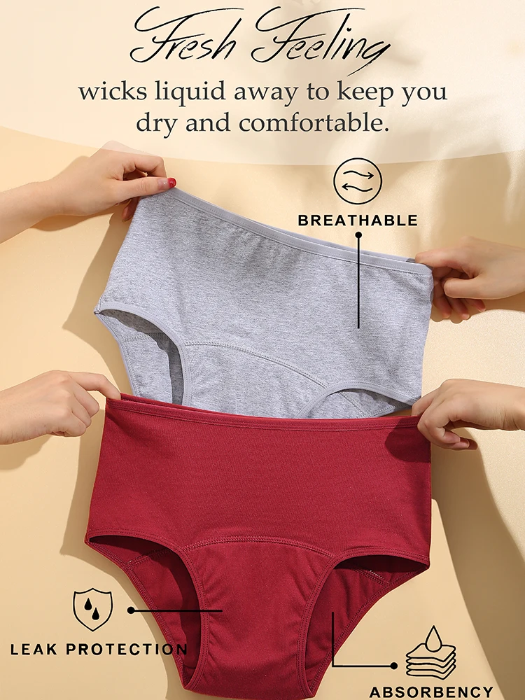 3Pcs/Set Sexy Leak Proof Menstrual Panties Physiological Pants High Waist Women Underwear Period Comfortable Waterproof Briefs