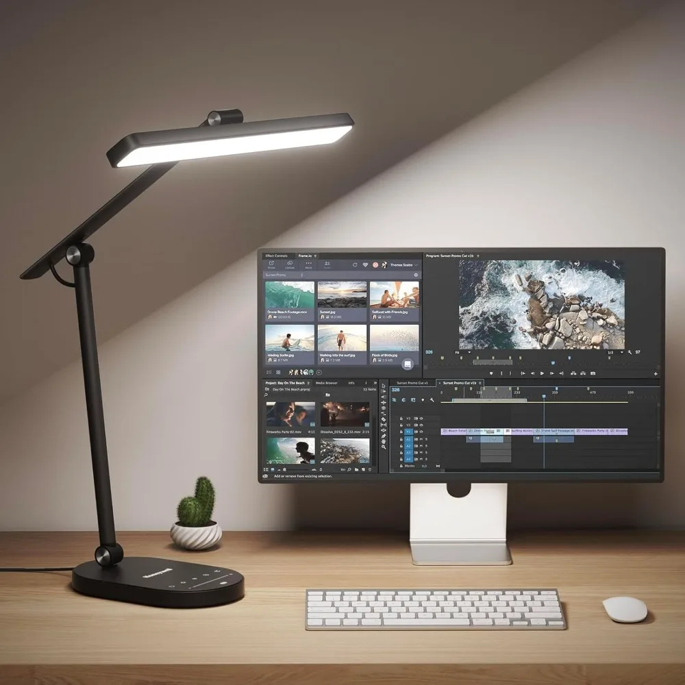 

Desk Lamp for Home Office, H4 Sunturalux™ Eye-Caring LED Desk Light, 700LM Dimmable Desk Lamp with Timer