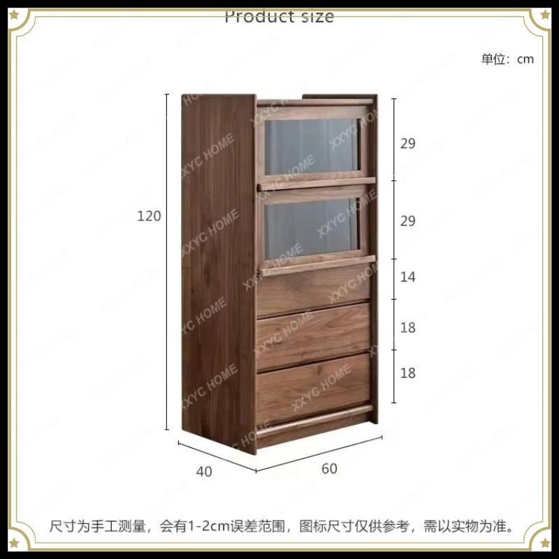 X-S Black walnut dining side living room solid wood TV sofa stand cabinet storage kitchen HG