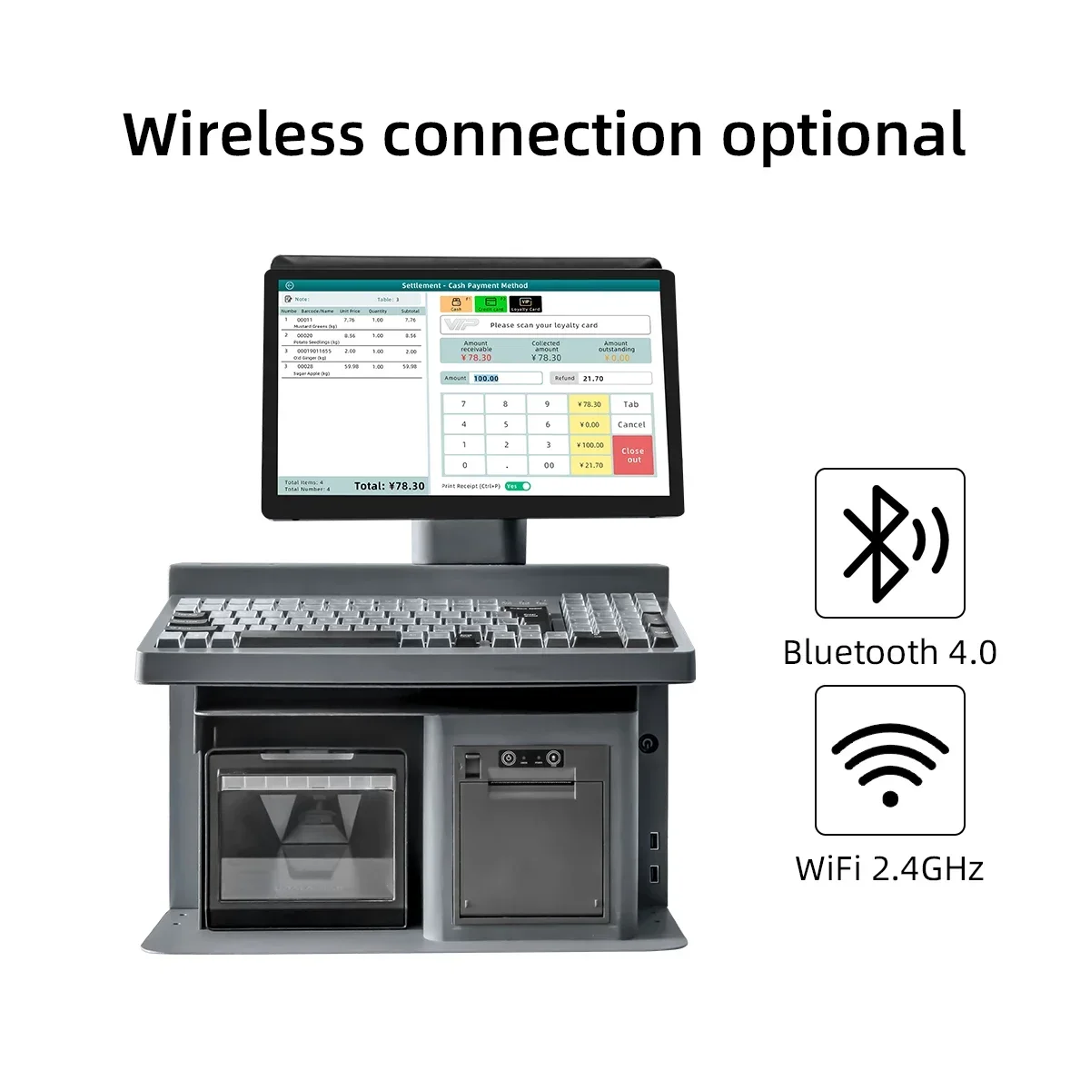 MASUNG AI Touch Screen PC Scale AI recognizes weighed Label Barcode Printing Scale Supermarket Weighing Scale With POS Software