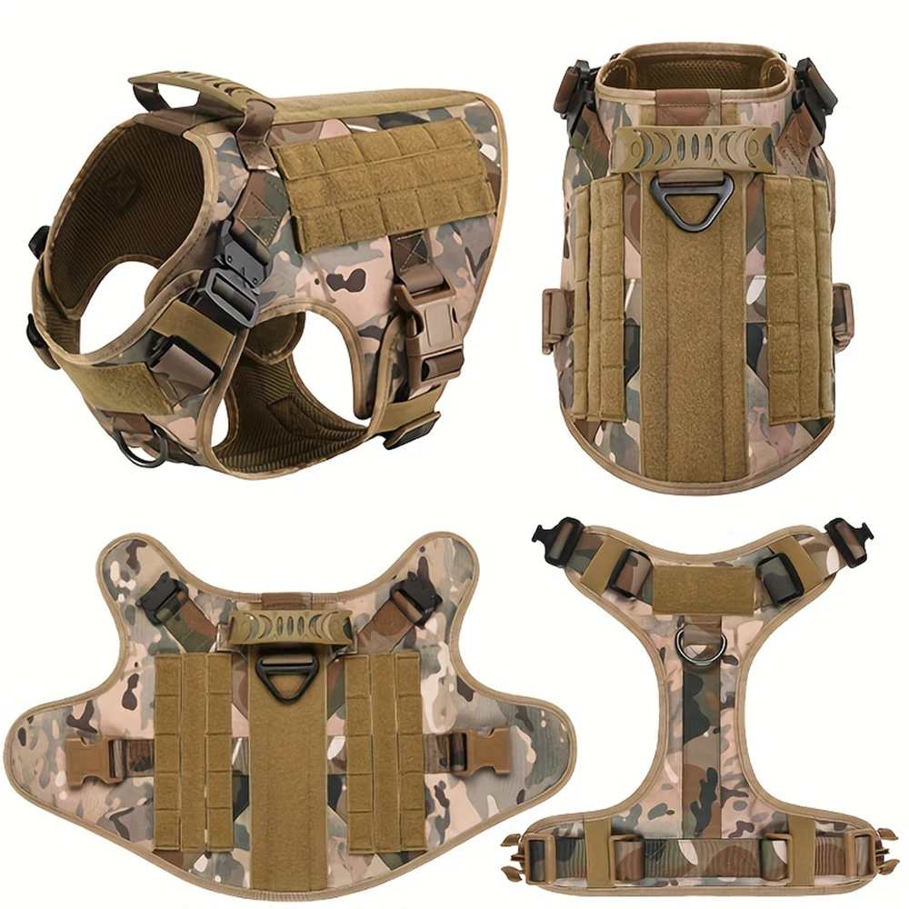 Taktische große Hundegeschirr Leine Molle Beutel Haustier Golden Retriever Französische Bulldogge Trainingsweste Geschirre für Hundezubehör – Detail 4