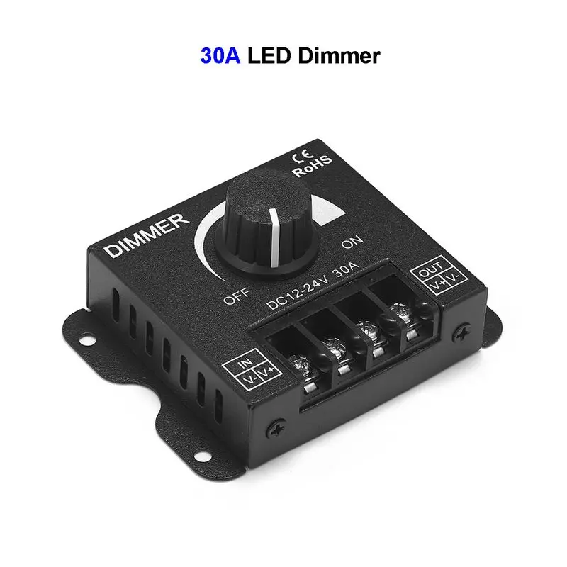 12V/24V Dimmers 30A Switch Brightness Adjustable Controller Single Color LED Dimmer For Lamp Bulb 3528 5050 LED Strip Light