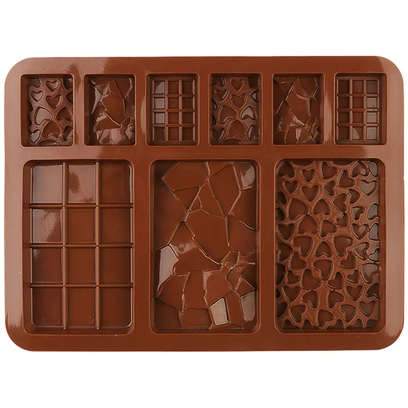 Food Grade Break-Apart Chocolate Molds Reusable Non-Stick Silicone Different Shape Protein and Energy Bar Molds Cake Mould