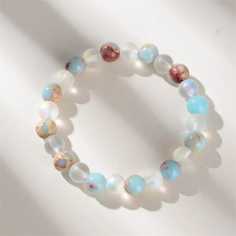 1 قطعة دي نبضية دي cuentas de cuarzo aura y sedimentos oceánicos - للجنسين - Joyeria de cristal homog - Trae la abundancia