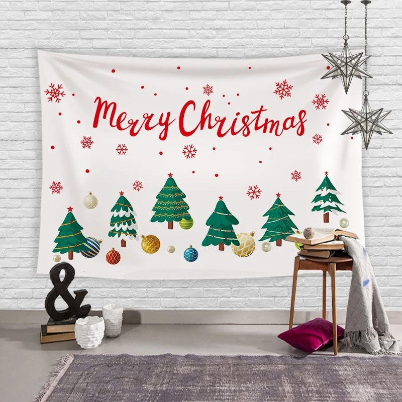 Christmas Pine Tree Tapestry Home Living Room Party Wall Hanging Cloth Festive Background Cloth Atmosphere Decoration Tapestry