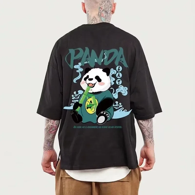 M-8XL Men Oversized T-shirt Korean Casual Loose Style Chinese Style Panda Print T-shirt Suitable for Both Men and Women image 4