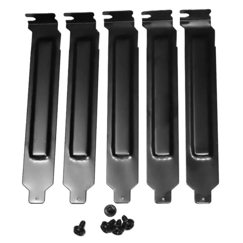 5pcs Black PCI Slot Cover Hard Steel Dust Filter Blanking Plate Vented Slot Covers for Computer Cases with Screws