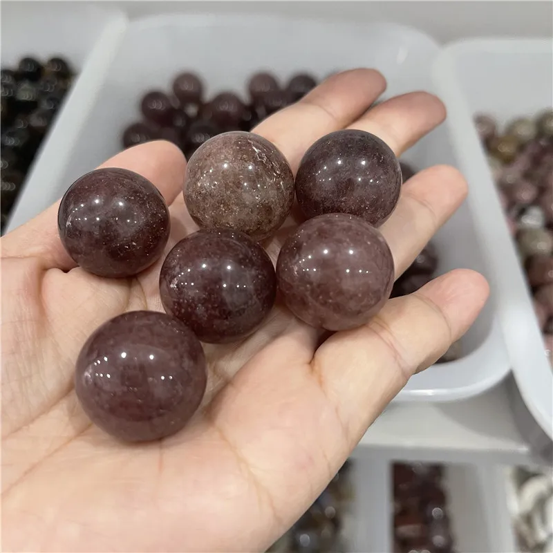 100pcs high quality natural polished red crystal strawberry quartz ball