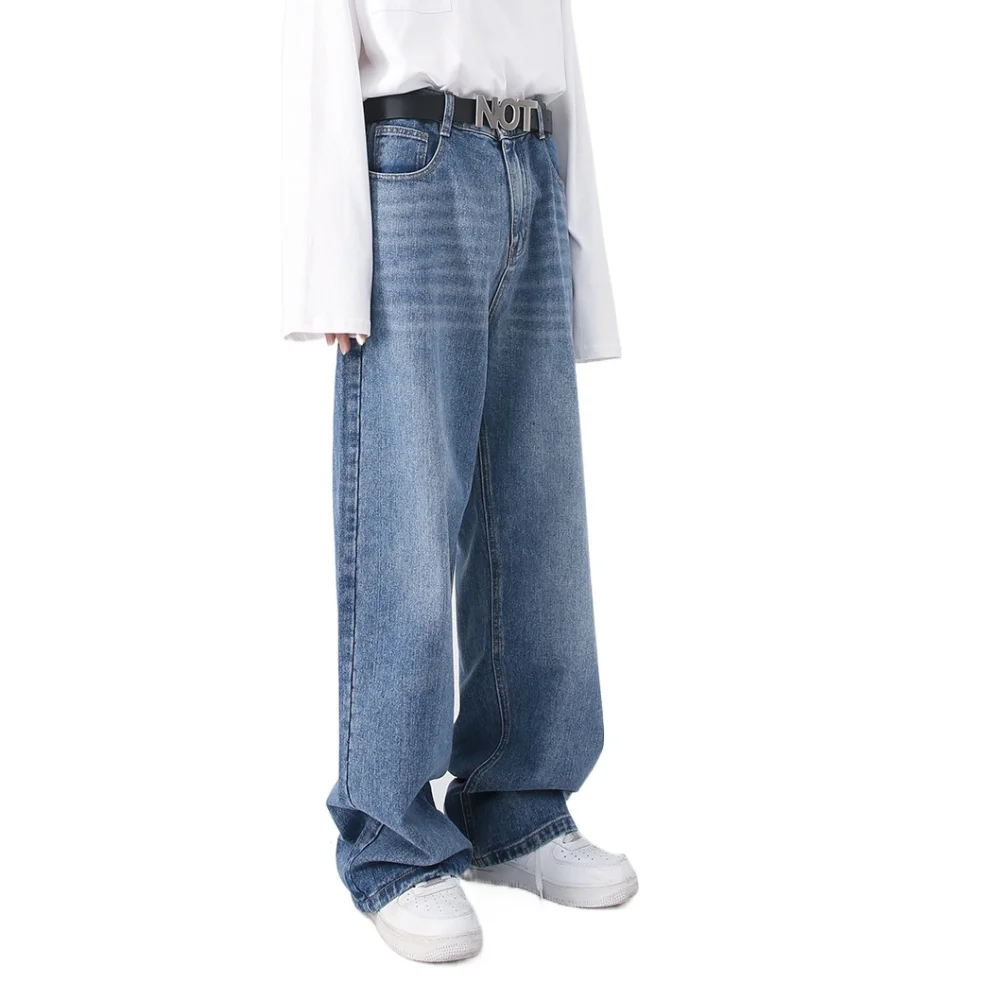 Moda Ins Y2K Jeans da uomo a vita alta retrò pantaloni in denim dritti pantaloni da cowboy classici larghi uomo