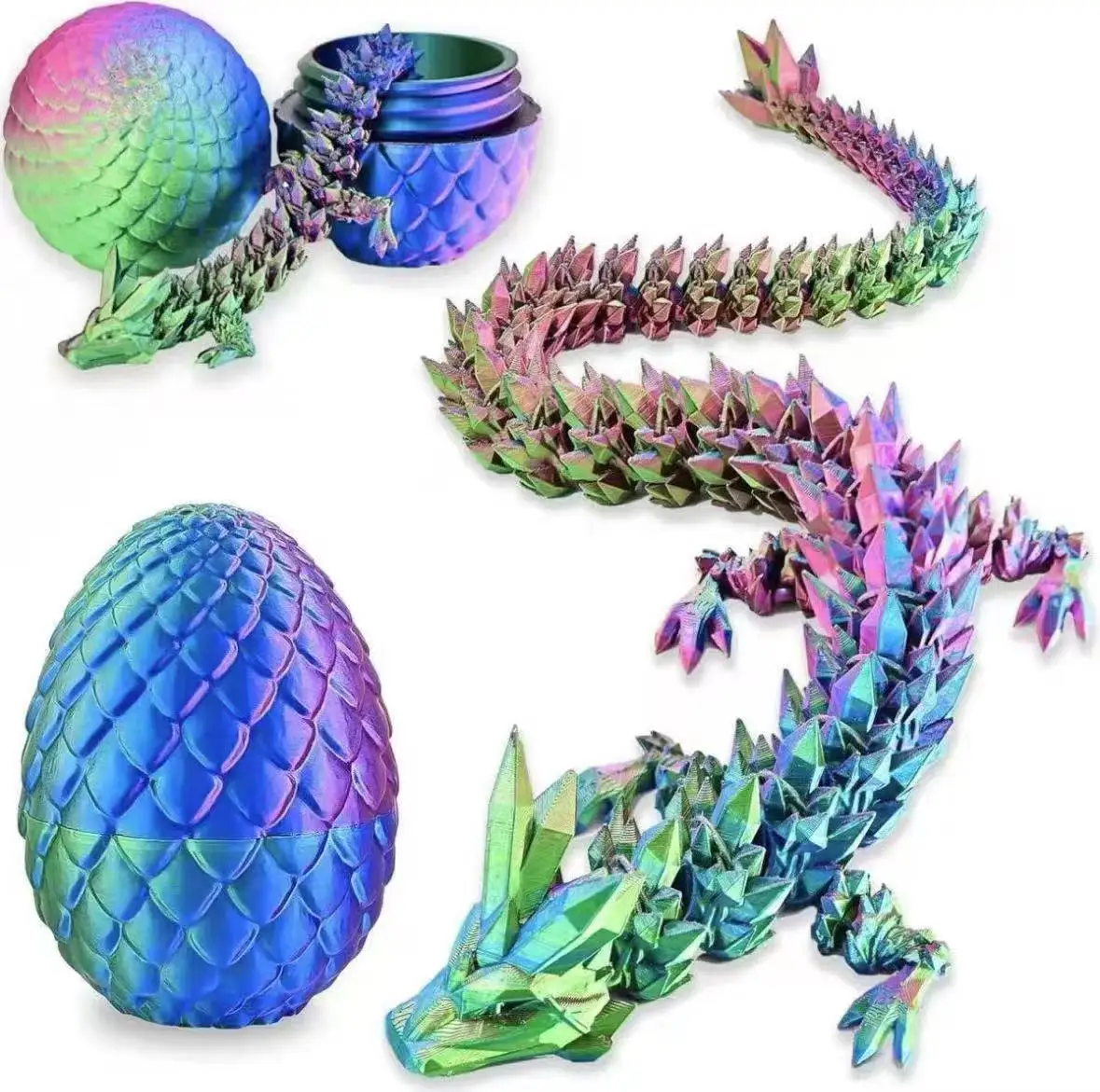 Creative Decompression Dragon Egg Chameleon Pendulum 3D Printing Dragon 2025 New Year Gift Colorful Set Desktop Ornament Kid Toy