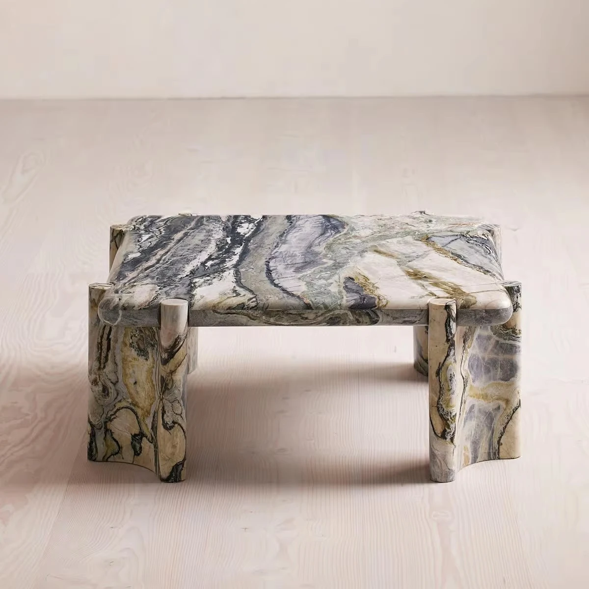 Modern design minimalist marble coffee table and side table: creative light luxury style, customizable size