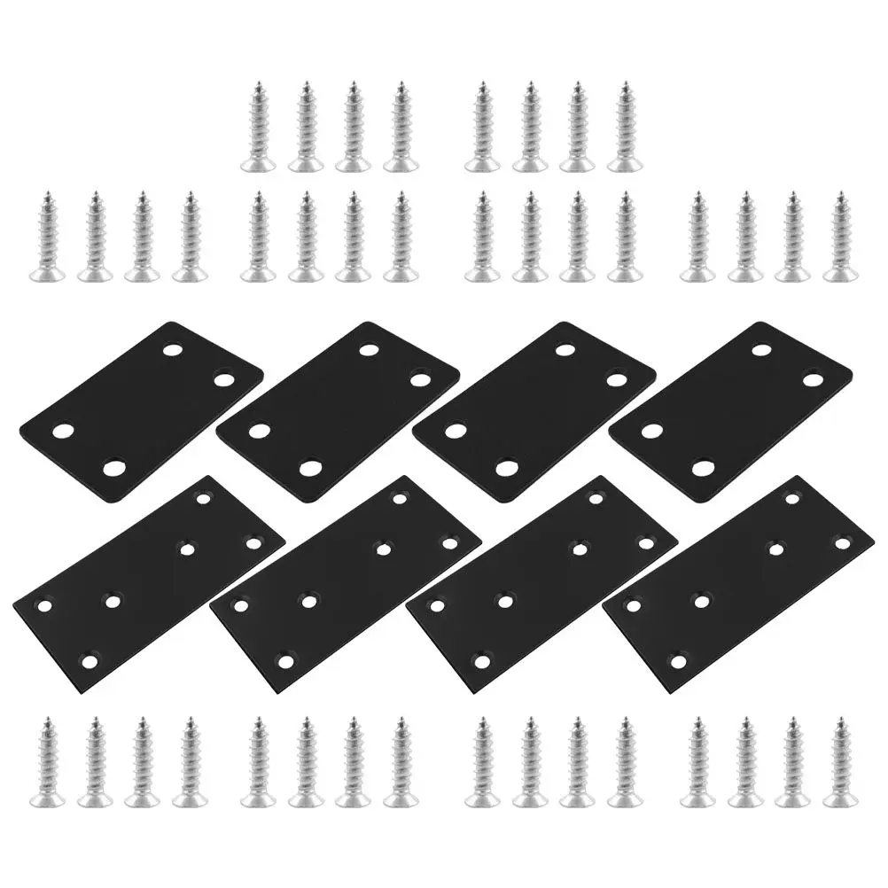 1Set Stainless Steel Mending Plate Flat Straight Bracket for Wood Furniture Connections Corner Brace Metal Mounting