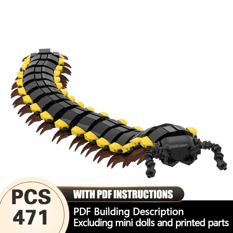 

Creators Animal Series Model MOC Building Bricks Yellow-Spotted Millipede Modular Technology Gifts Holiday Assemble Children Toy