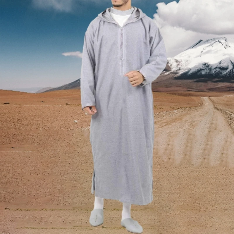 Muslims Kaftan Islamic Robe Men Muslims Dresses Long Sleeve Shirts Kaftan