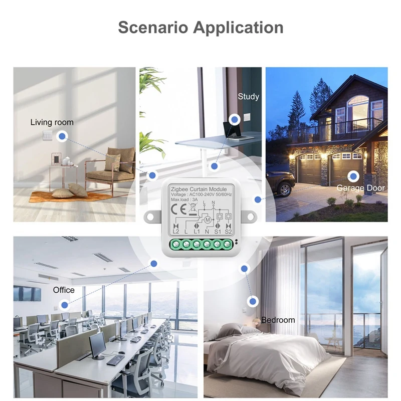 Tuya Zigbee Smart Curtain Switch Module Intelligent Circuit Breaker Support APP Remote Control For Curtain Switch