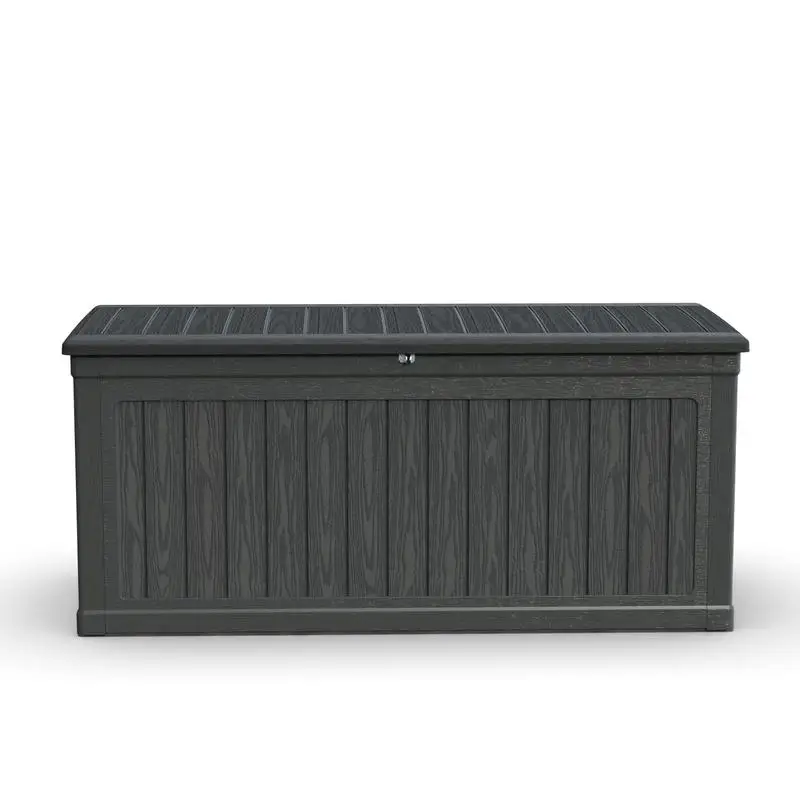

260 Gallon Outdoor Storage Deck Box for Patio, Cushions, Garden Tools, and Sports Gear, Waterproof Resin, Lockable, Black