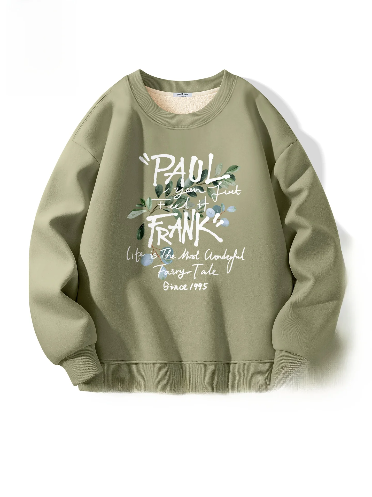 

Thiened Lamb Velvet Hoodie Men's Winter Jaet round Ne Inner Wear Casual Sle Long Sve Printed Sweatirt