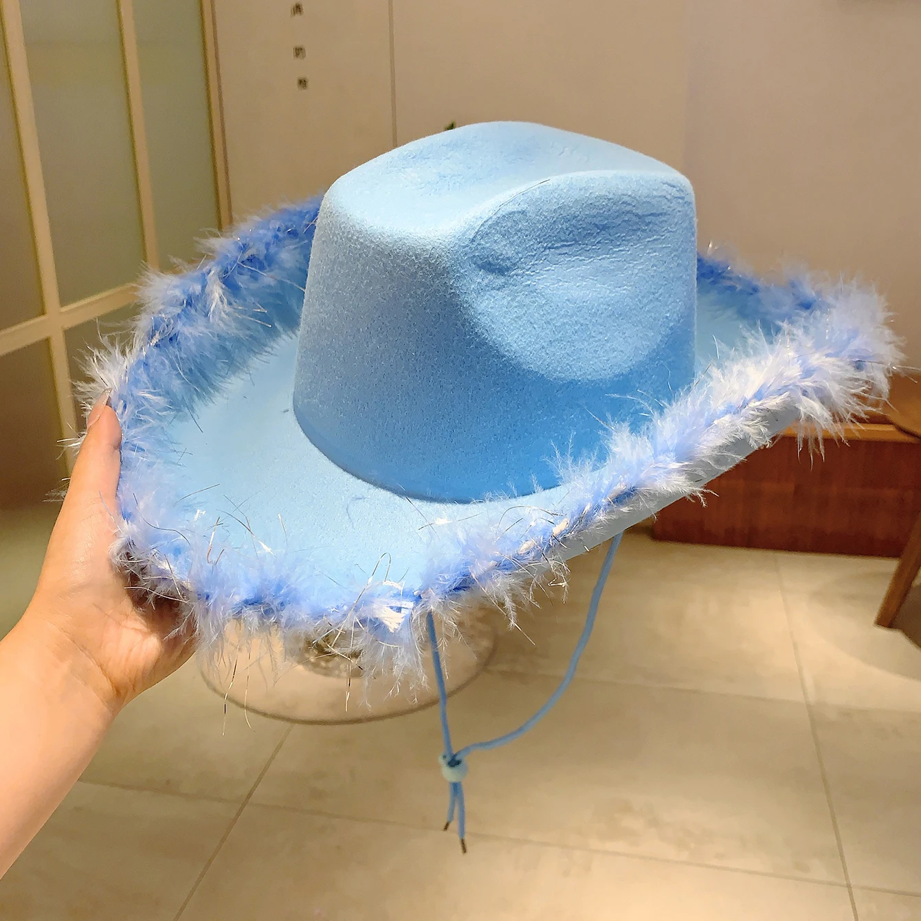 KAMMPT Fashion Solid Color Cowboy Hat Wide Brim Carnival Cosplay Cowgirl Hat Western Style Trends Caps for Bachelorette Party