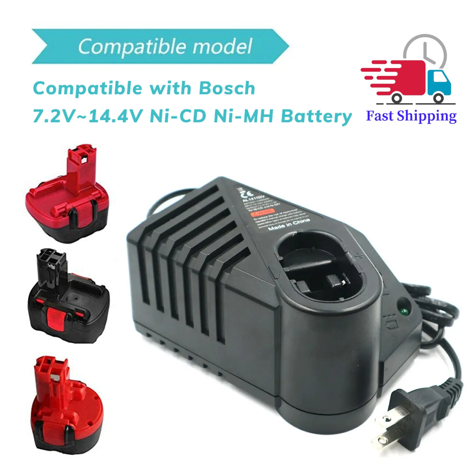 

Replacement for BOSCH Charger NIHM NiCd Battery 7.2V 9.6V Charger GDR12V GSB12V GSB14.4V GSR 7.2V GSR9.6V GSR12V and More New