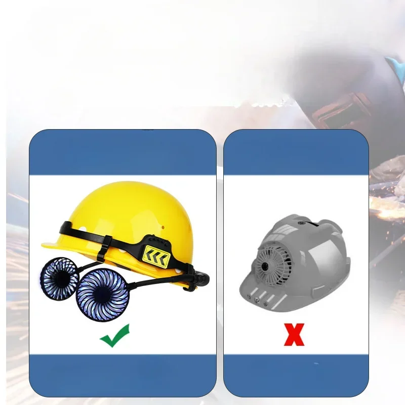 

Rechargeable Battery Portable Fan with Night Light 3 Gear Speed Universal Adapter for Most Safety Helmets for Safety Helmet