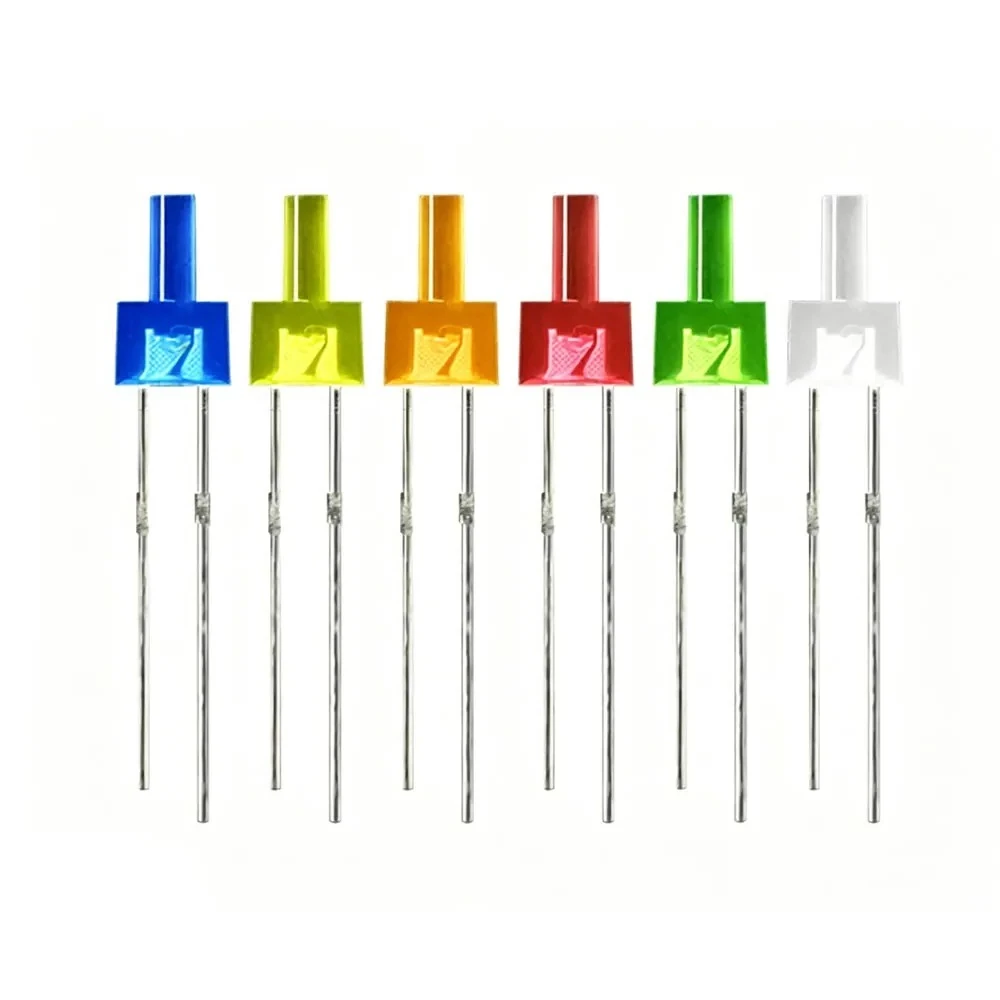 20pcs 2mm Multicolor Flat Top Led Diffused/Water Clear Red Yellow Blue Green White Orange LED Light Lamp