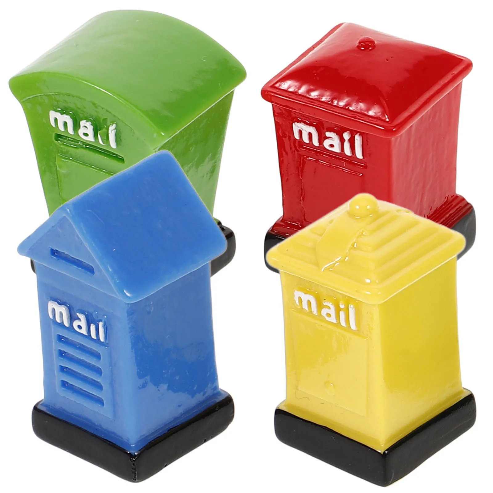4 Stück kleine Briefkasten, Ornamente, Harzmaterial, sicher, langlebig, Miniatur-Landschaftsbau-Dekoration, Mini-Briefkasten, Miniatur-Briefkasten