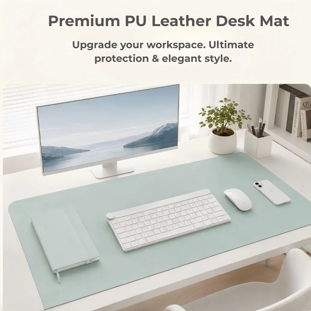 Leather Desk Protector Office Mat Large Mouse Mat Non-Slip PU Leather Blotter Laptop Desk Pad Waterproof Writing Pad for Home