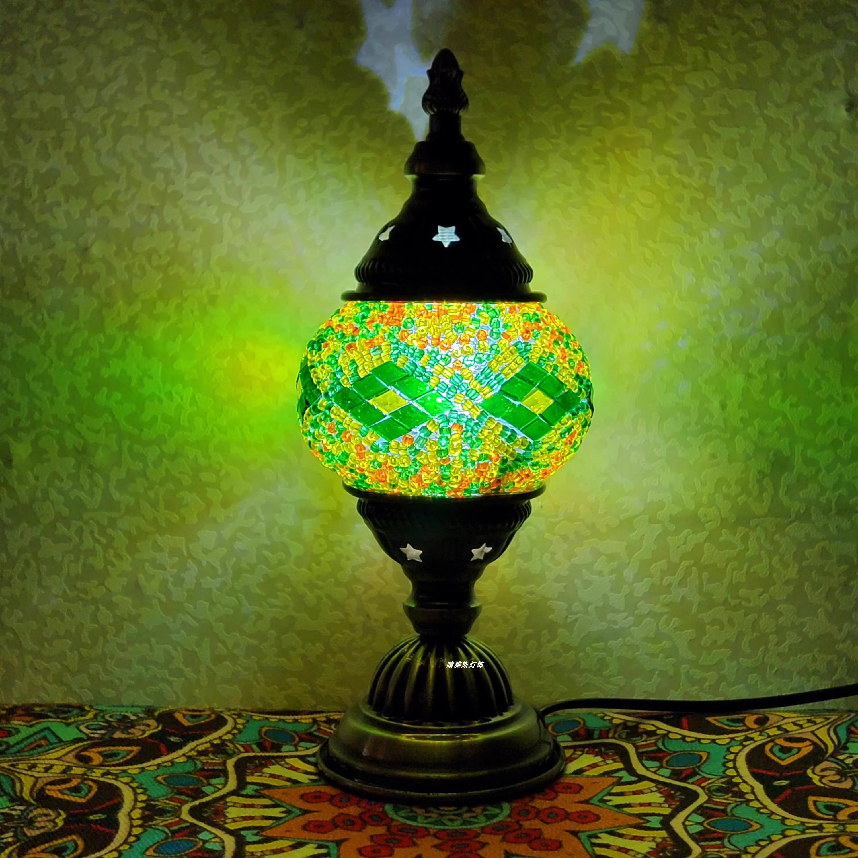 Newest Turkish Mosaic Table Lamp Vintage Art Deco Handcrafted Lamparas De Mesa Ball Glass Romantic Bed Light Led Night Lampe