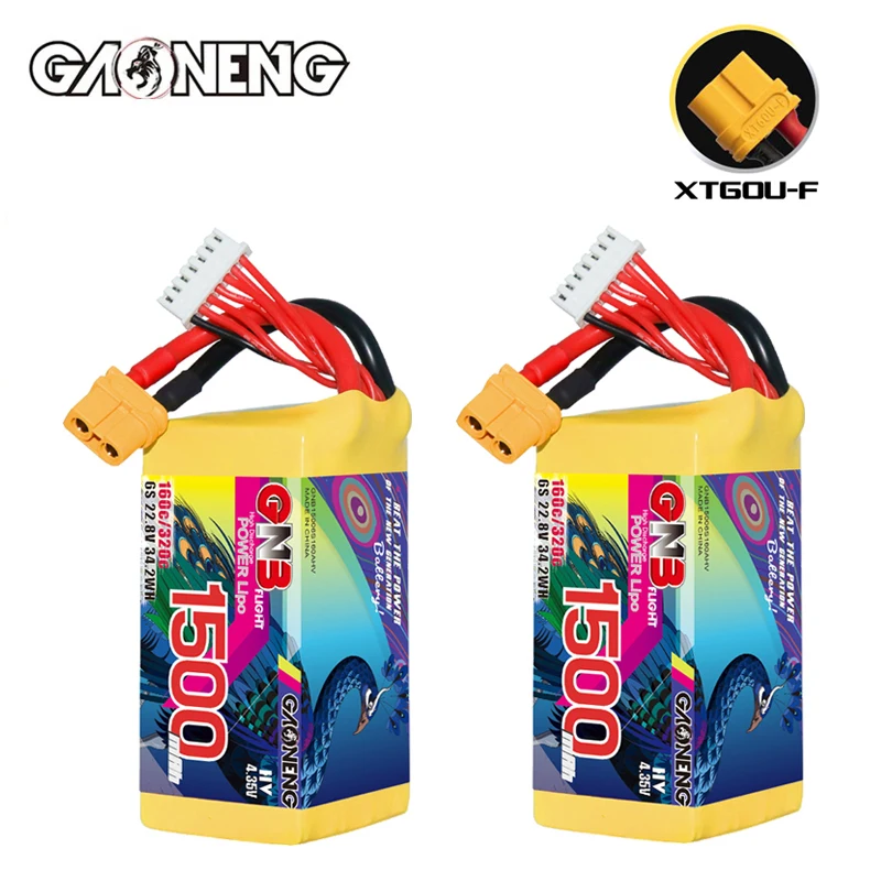 

2Pcs GNB 1500mAh 6S 22.8V 160C/Max 320C Lipo Battery For Racing Drone FPV Quadcopter Helicopter Aircraft Parts 22.8V Battery