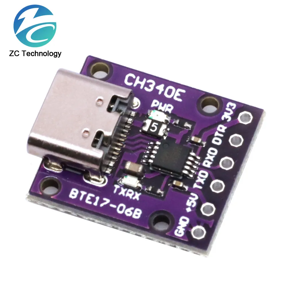 1/5PCS CH340E MSOP10 USB to TTL Serial Converter, 5V/3.3V Alternative CH340G Module TYPE-C Interface For Arduino Pro mini