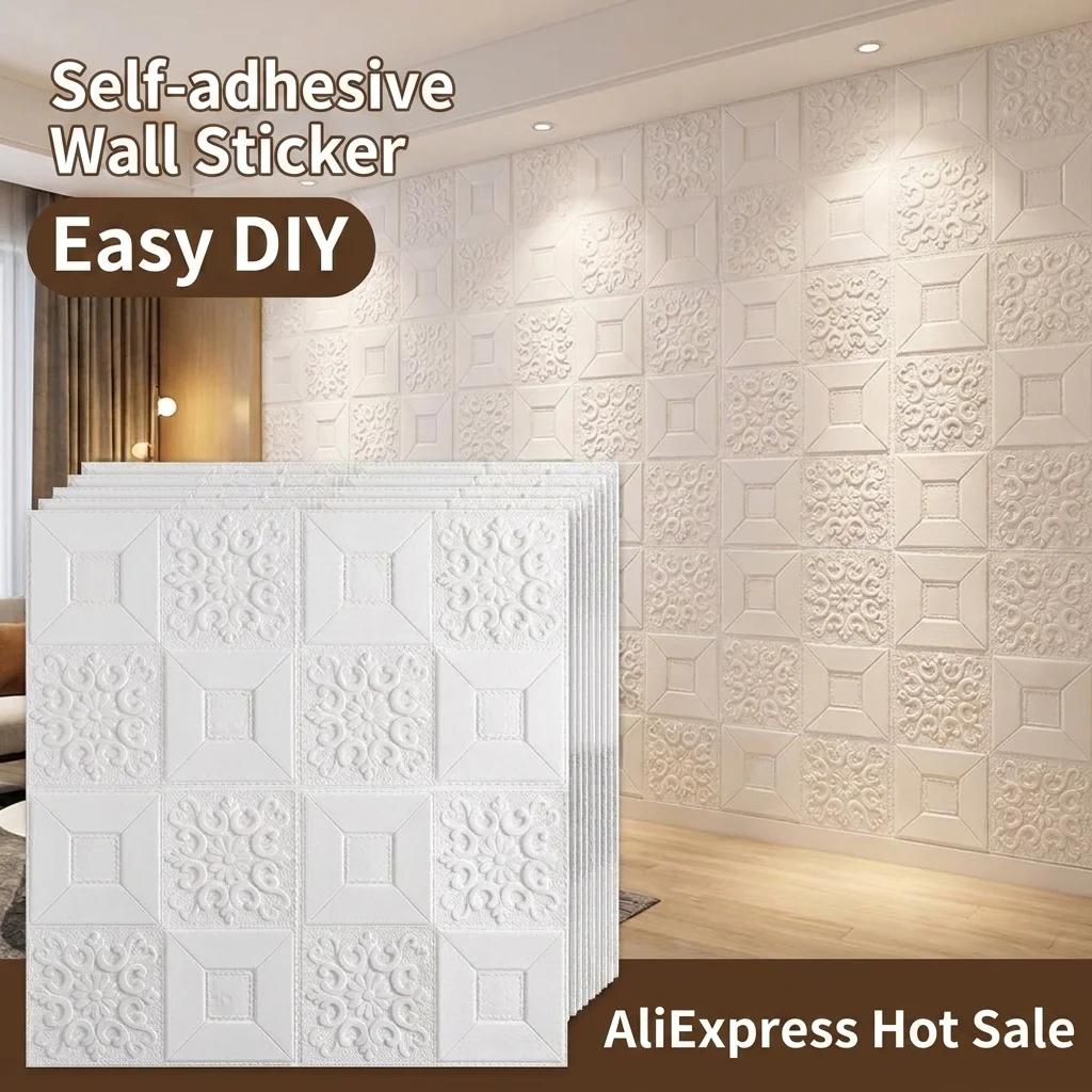 Large wall and ceiling wallpaper 3D pattern waterproof wall stickers foam self adhesive wall home decor