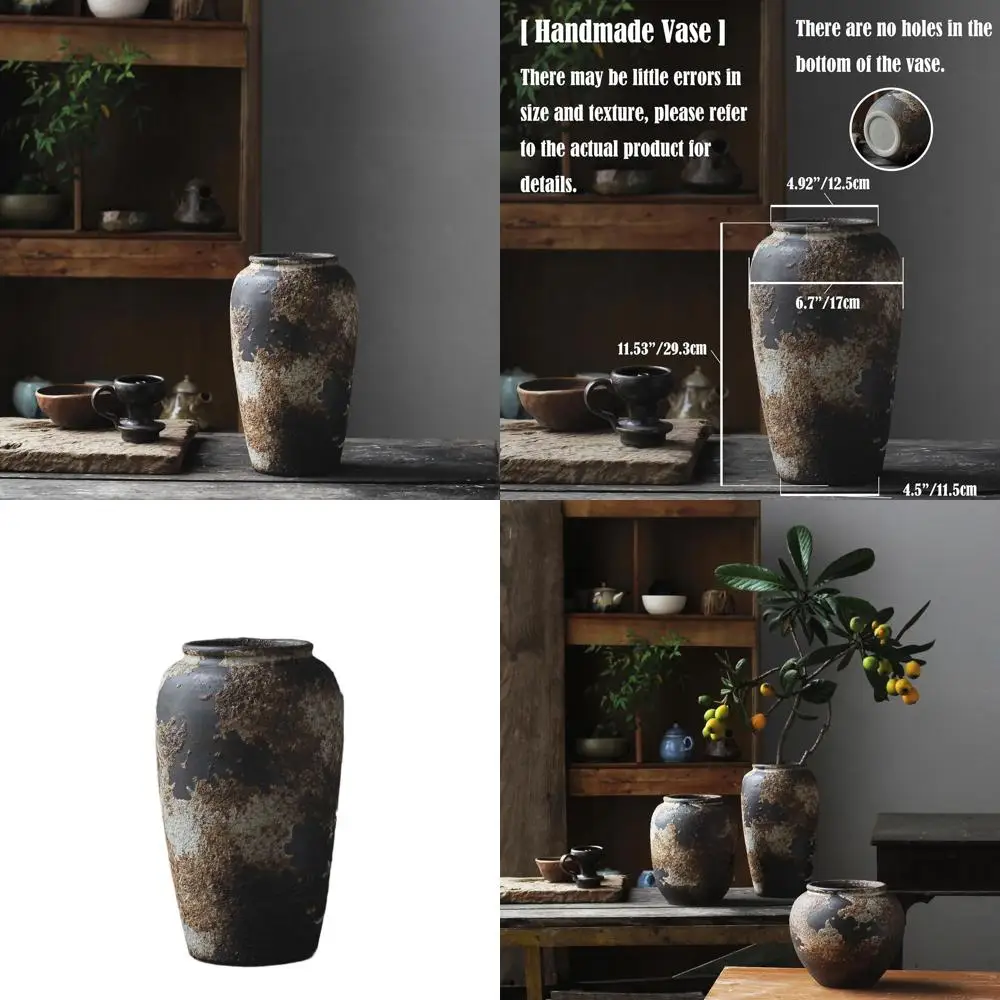 

Большая терракотовая ваза в фермерском доме для гостиной, керамический декор в деревенском стиле, глиняная ваза 29 см