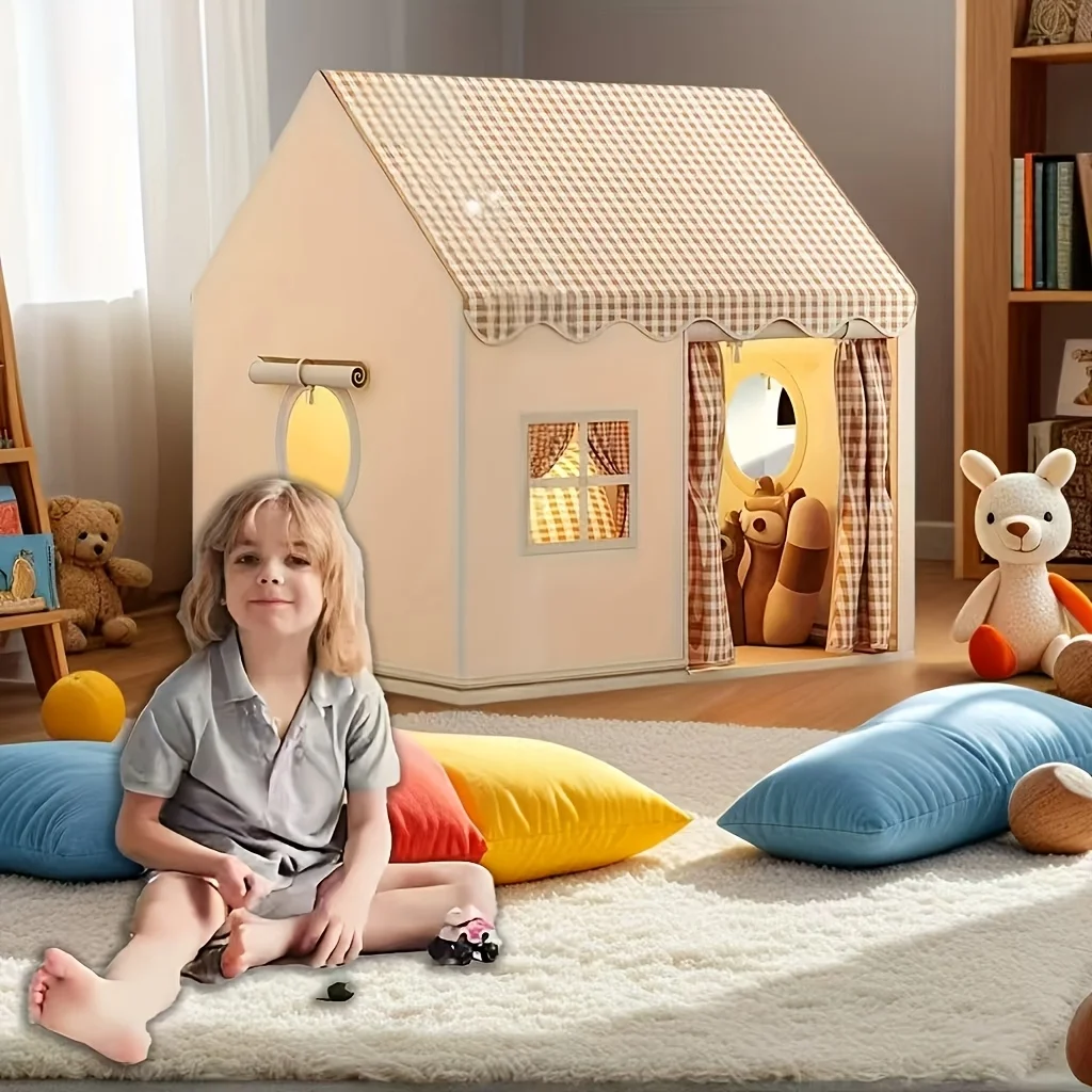 alloy-reinforced-frame-anti-tip-stand-children's-tent-foldable-portable-playhouse-castle-ins-style-pretend-play-toy-house