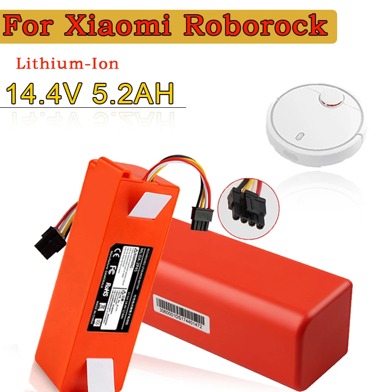 

For XIAOMI Roborock 14.4V 5200mAh Sweeper Battery S50 S51 S55 BRR-2P4S-5200D 5200S T60 Sweeping Mopping Robot Vacuum Cleaner