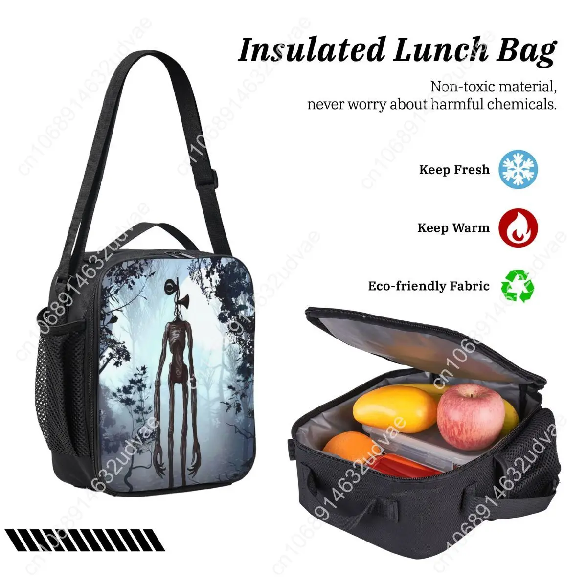 Siren Head In Dark Forest Backpack Student Boy Girl BookBag School Bag Laptop Shoulder Bags 3ps Insulated Lunch Bag Pencil Case