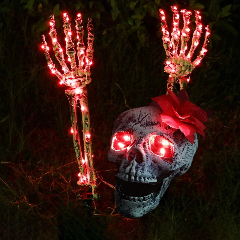 Leuchtendes Totenkopf-Skelett, Halloween-Requisite, realistische Geister-Hand, erschreckt, Festival-Dekoration, Spukhaus, Garten, Party, Halloween-Dekoration