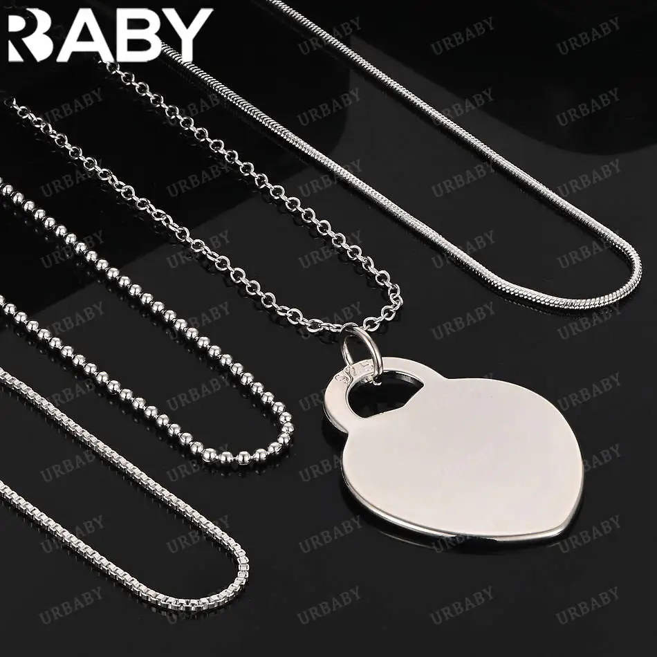 

URBABY 40-75cm 925 Sterling Silver Heart Pendant Necklace For Women Creativity Gifts Street All-match Party And Daily Wear