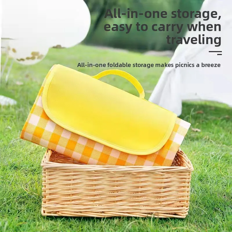 

Водонепроницаемый, пескостойкий, легкий туристический коврик-плед для пикника на природе 200x200 см с ручкой для походов и кемпинга, Оксфорд