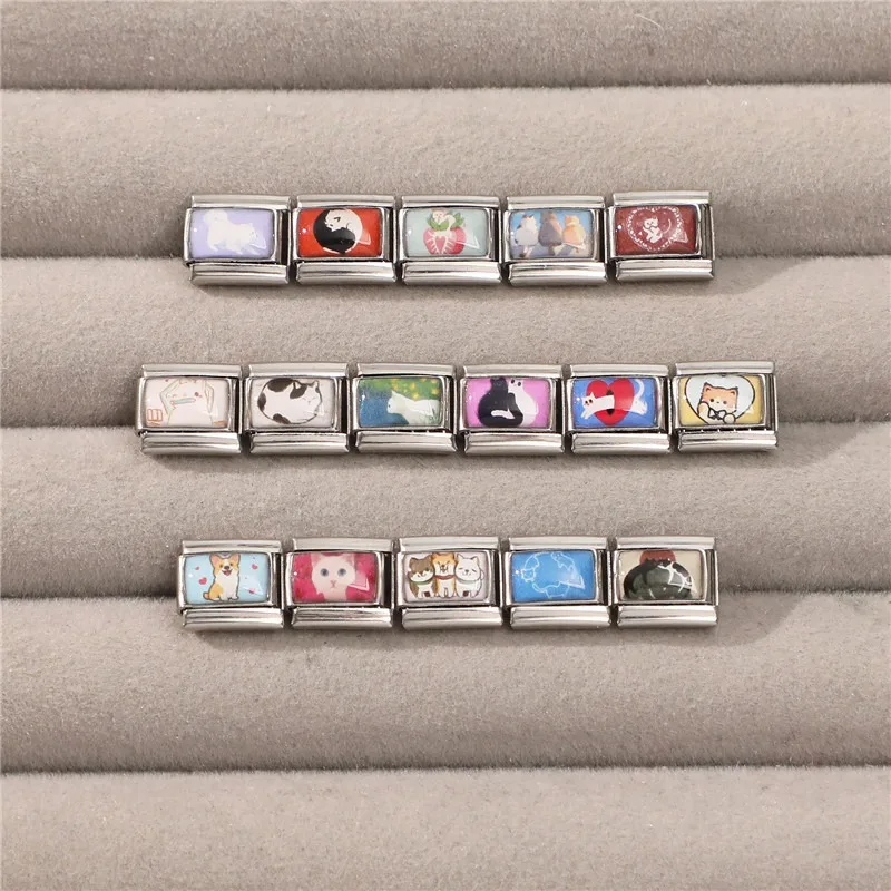 2025 Fashion Lovely Animals Dogs Corgi Cats Pet Italian Charm Fit 9mm Stainless Steel Women DIY Bracelet Gift Jewelry Wholesale image 6