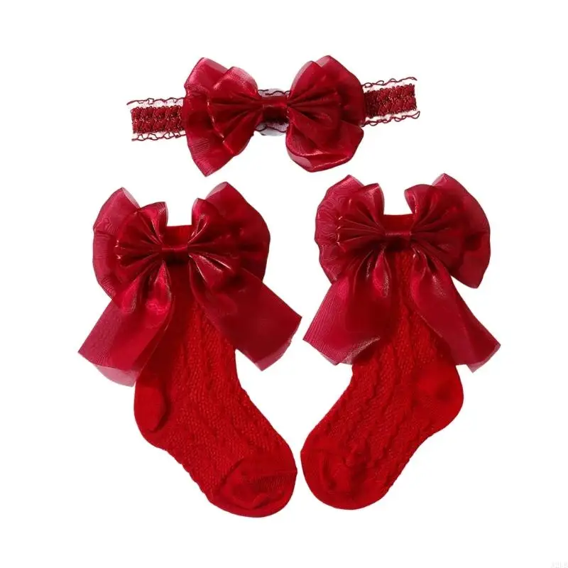 Entzückende Kombination aus Stirnband und Socken mit Schleife für Babys, dehnbar, bequemes Design, Kopfbedeckung, Socken, für – Detail 2