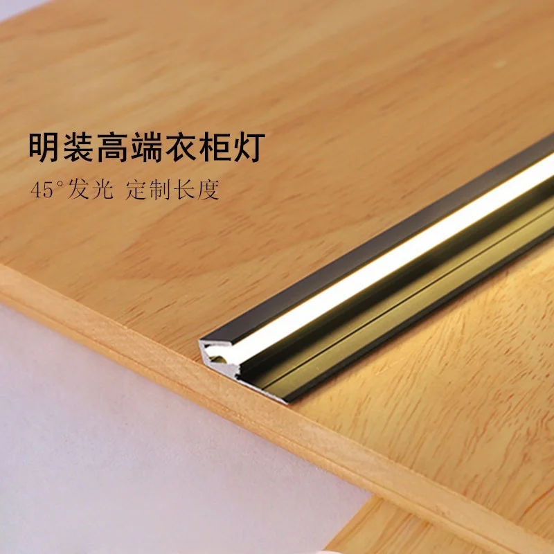 

Surface Mounted Cabinet Lamp 45 Degree Angle Oblique Beam Led Aluminum Profile Kitchen Wardrobe Bookshelf Closet Bar Strip Light