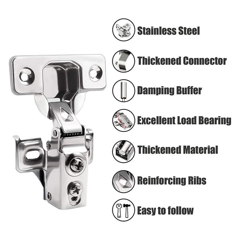 12 Pack 1/2 Inch Overlay Soft Cabinet Door Hinges for Kitchen Cabinet Hinges Hinge Stainless Steel Of Cup Is 45 Mm