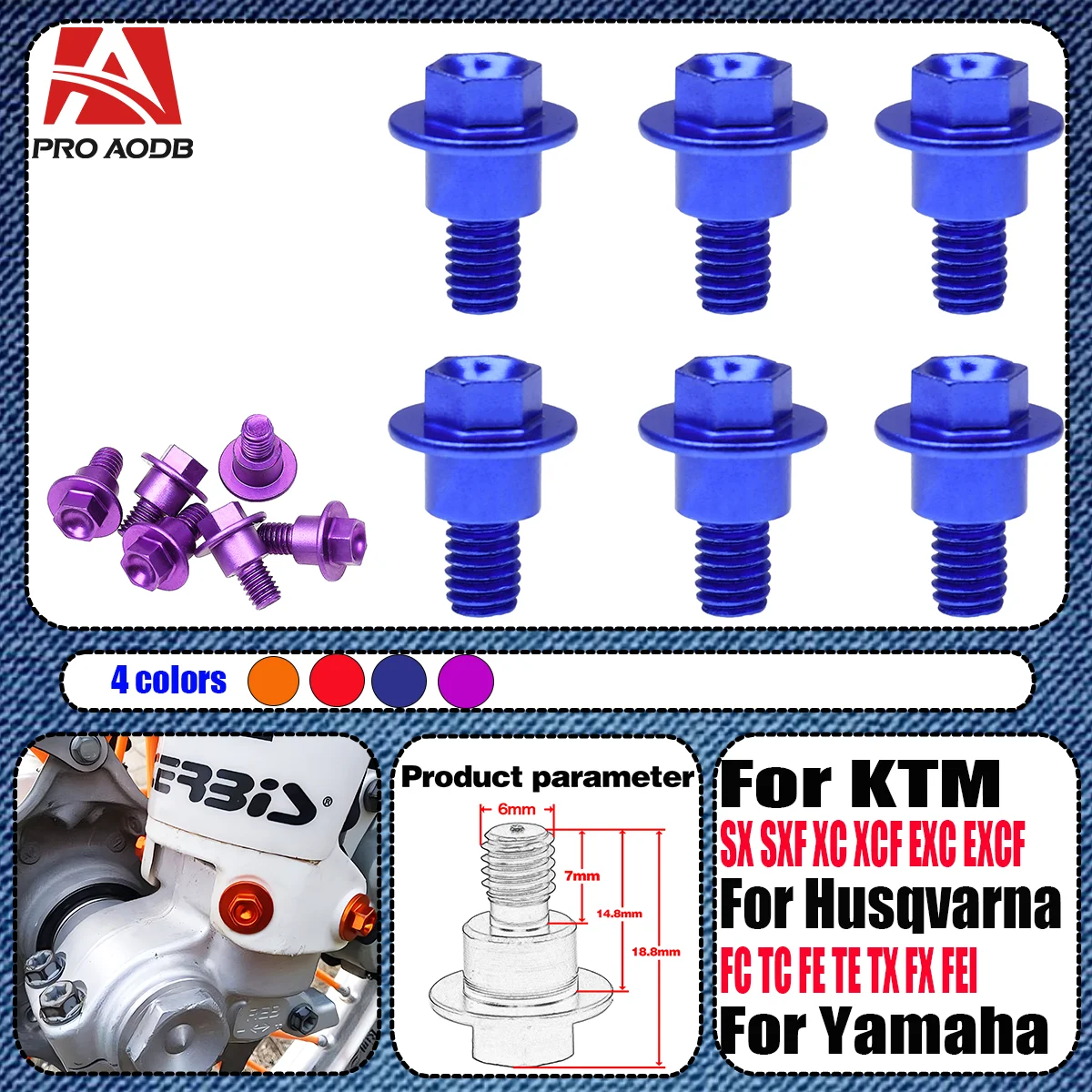 For Husqvarna TC FC TE FE FEI TX FX For Yamaha YZ WR KTM XCF XCW XCFW EXC SX SXF XC Motorcycle M6*12 Front Fork Guard Bolt Screw