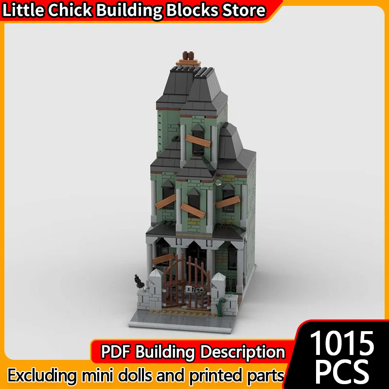 

City Street View Model MOC Building Bricks Haunted Mansion Modular Technology Children Holiday Gifts Assemble Toys Suit
