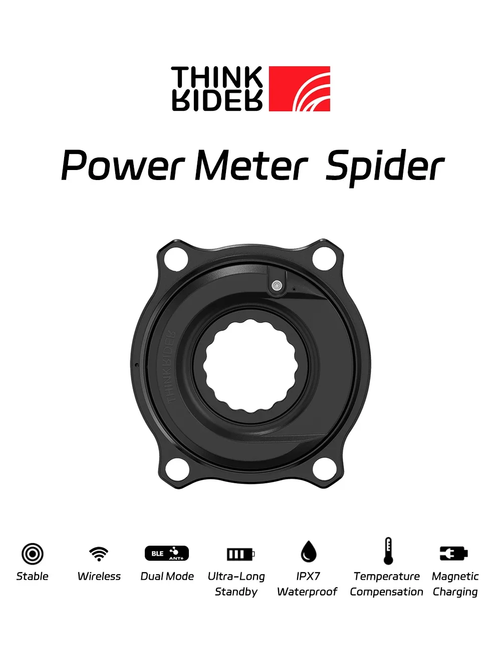 THINKRIDER PP5 Fahrrad Carbon-Faser Spider Leistungsmesser Kurbelgarnitur 24MM ANT+ BLE für Rennräder