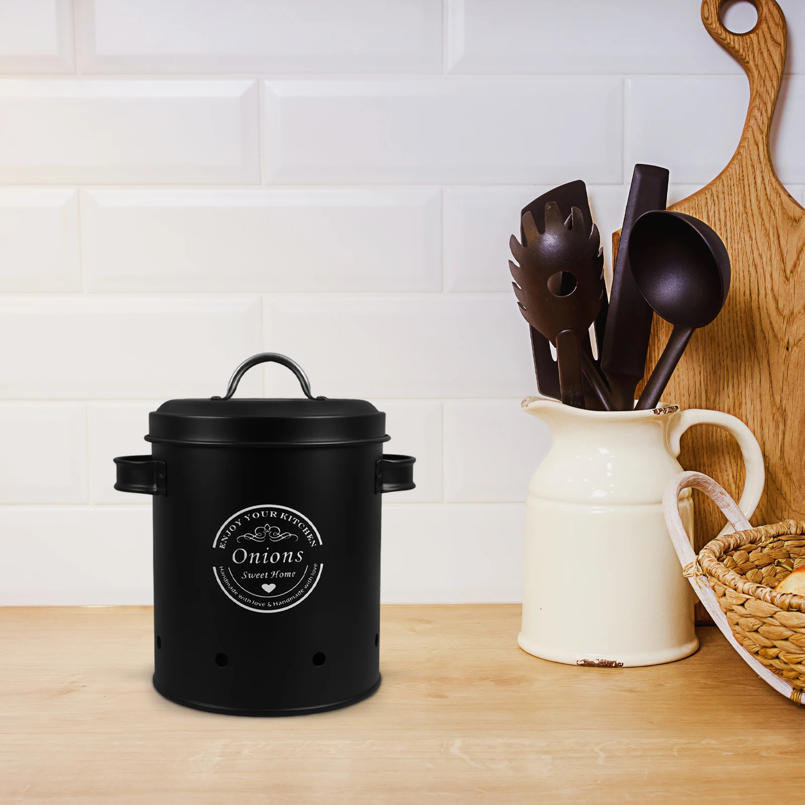 

Vegetable Storage Bin Garlic Potato Onion Fresh Keeper Jar Multi-Function Kitchen Organizer for Fruits Vegetables Eggs