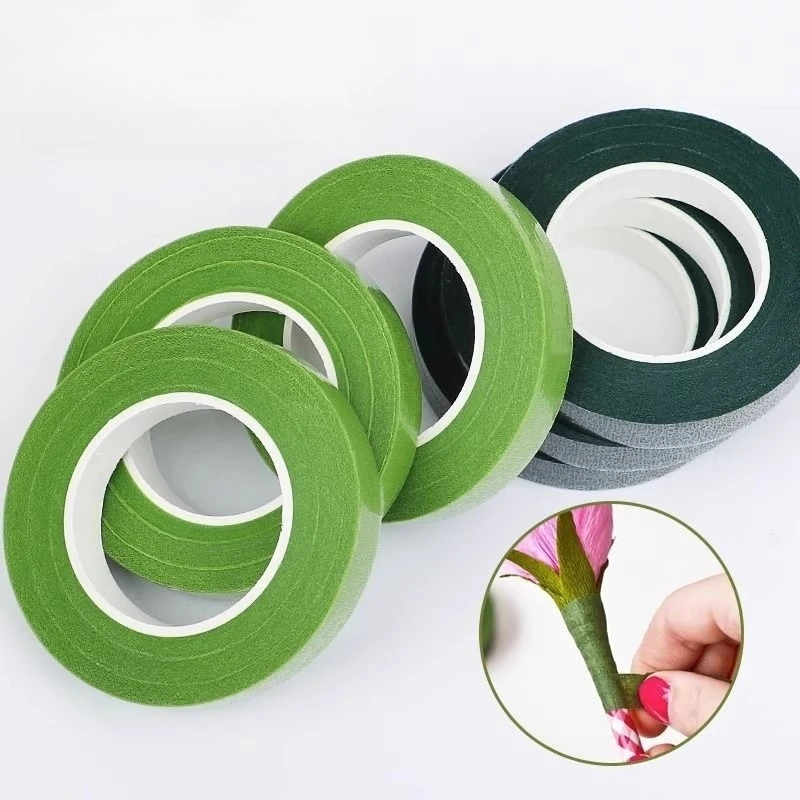 Floriculture Tape 1,2 cm, 25 Yards, grünes Klebeband für Krepppapier, DIY-Blumen, Verband, Blumenmaterialien, Blumenstrauß, Verpackungsmaterialien